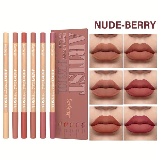 Delineador de labios, Juego de 6 unds, con acabado mate impermeable de larga duración