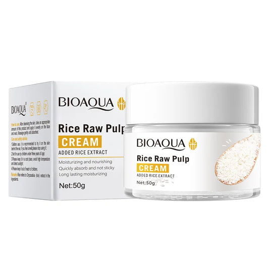 Crema facial iluminadora de arroz blanco con esencia hidratante de ácido hialurónico, reafirmante e hidratante