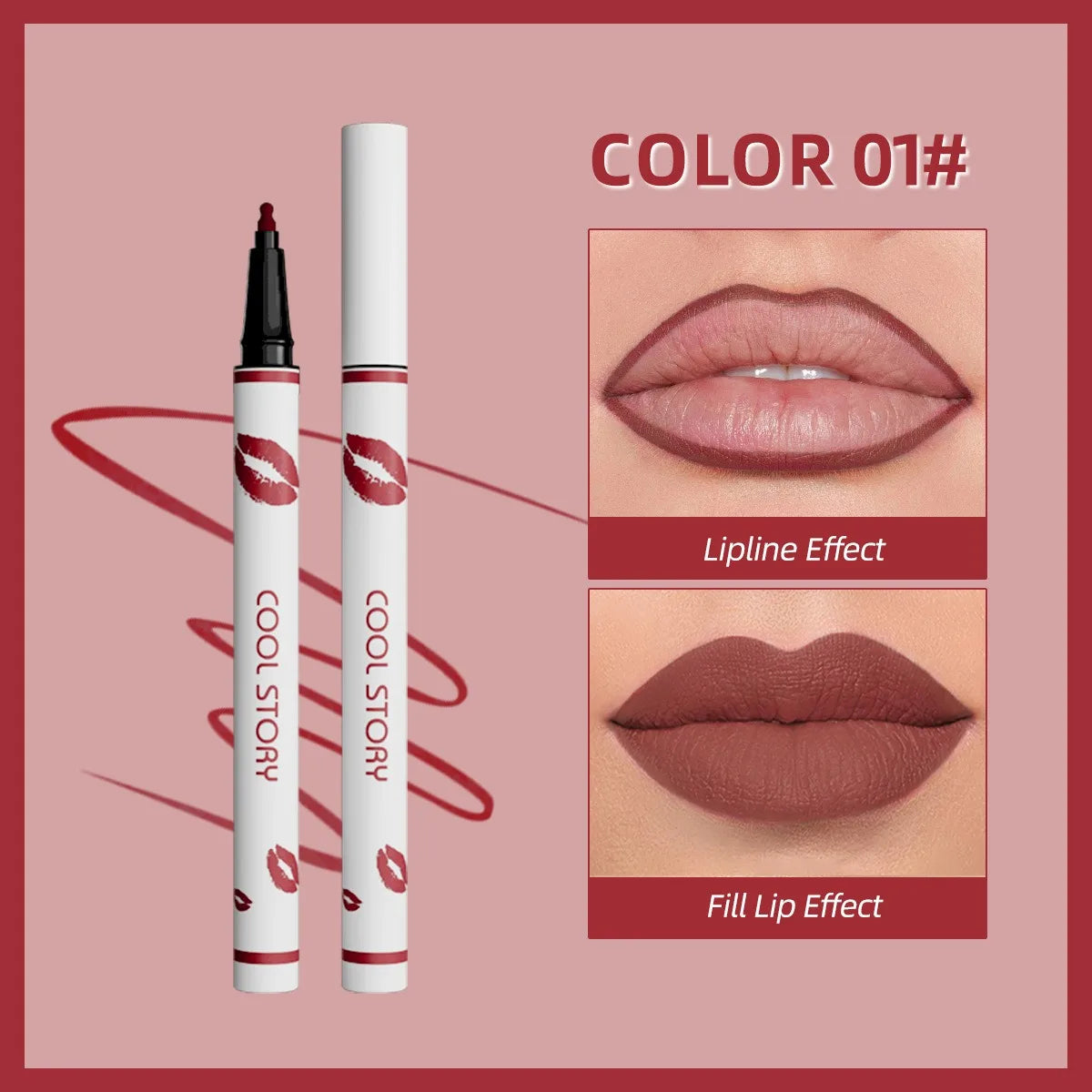 Lapiz delineador de labios líquido mate para contorno de labios, duradero, resistente al agua, secado rápido y natural sin taza