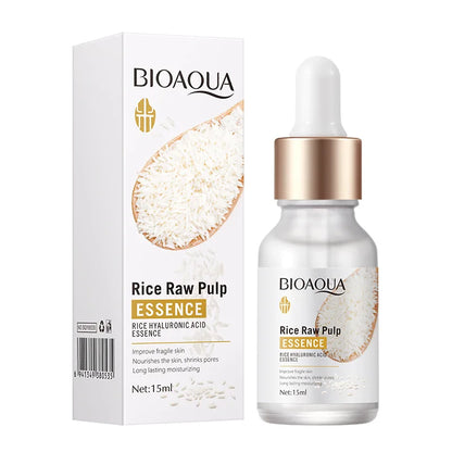 Serum de pulpa de arroz crudo, con esencia facial, ácido hialurónico, hidratante, blanqueador y antiarrugas para cuidado facial