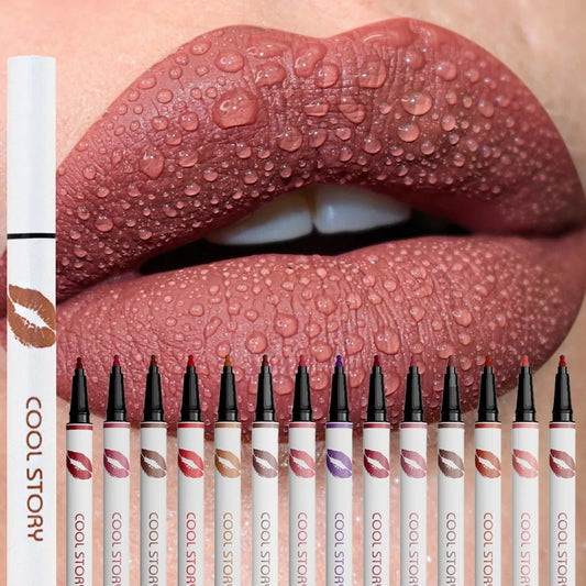 Lapiz delineador de labios líquido mate para contorno de labios, duradero, resistente al agua, secado rápido y natural sin taza