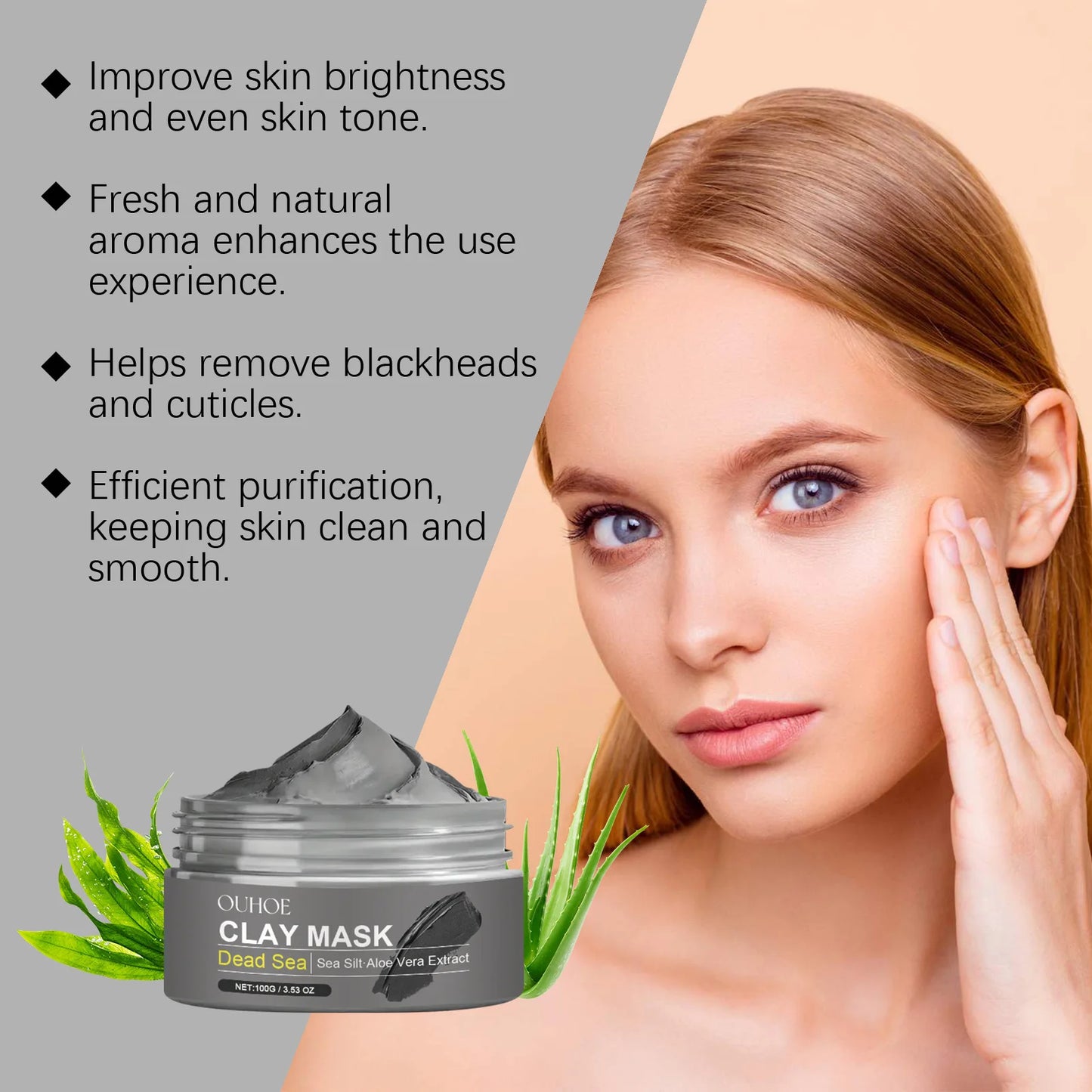 Mascarilla facial de limpieza profunda con barro del mar muerto, iluminadora, hidratante, control de grasa, calmante, reparadora de la piel, elimina puntos negros y acné