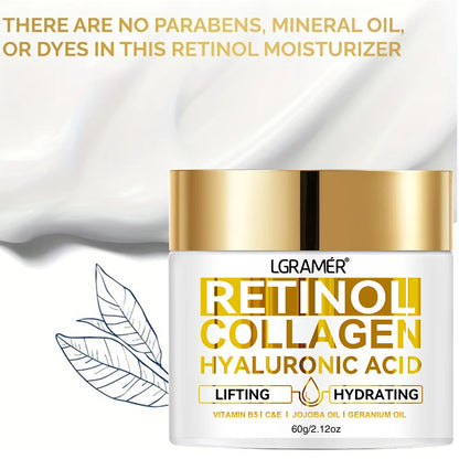 Crema facial hidratante con retinol, antiarrugas, colágeno y ácido hialurónico