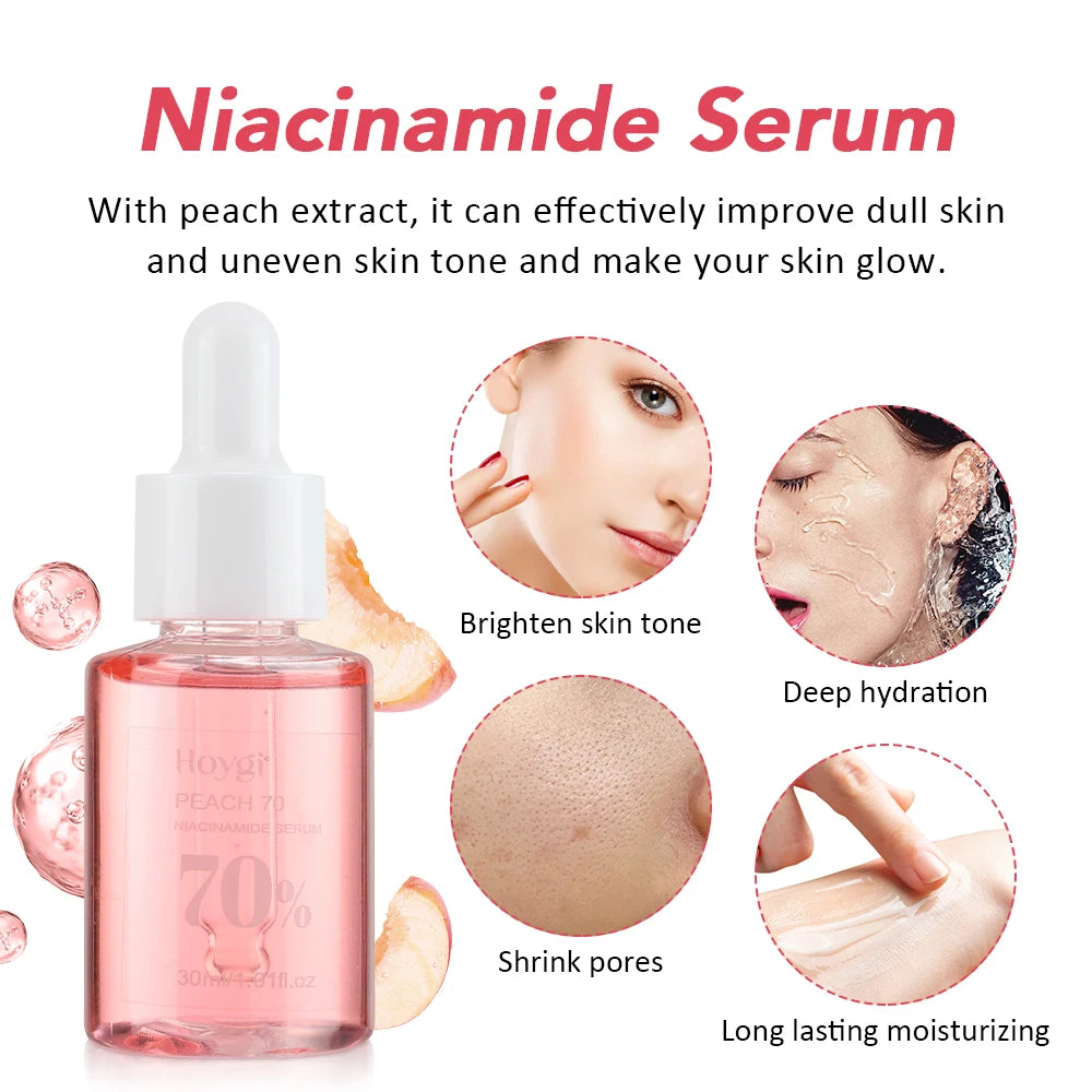 Serum facial de niacinamida, atenúa el melasma, corrige las manchas oscuras y reduce los poros, con acido hialurónico